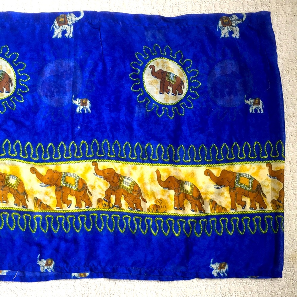 Vibrant South African Blue Elephant Print Sheer Travel Sarong Wrap